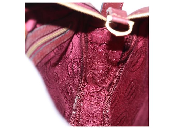 Borsa a tracolla CARTIER Must Line in pelle Bordeaux tono oro Auth 194177A - vista 17