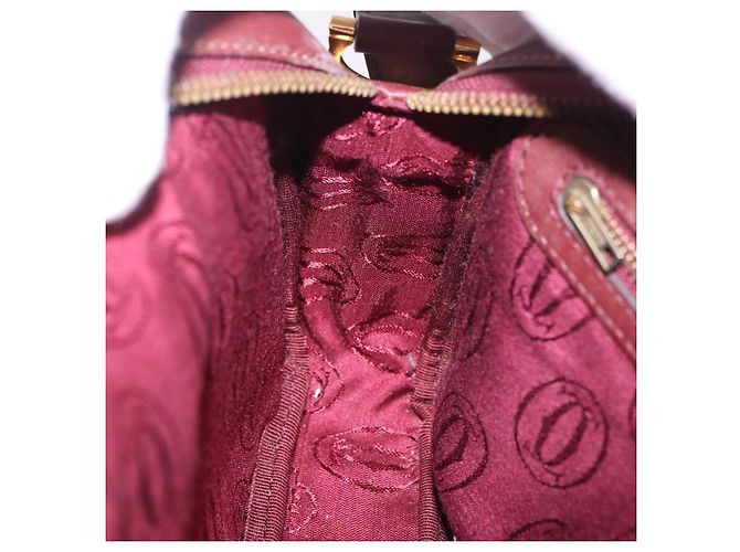 Borsa a tracolla CARTIER Must Line in pelle Bordeaux tono oro Auth 194177A - vista 18