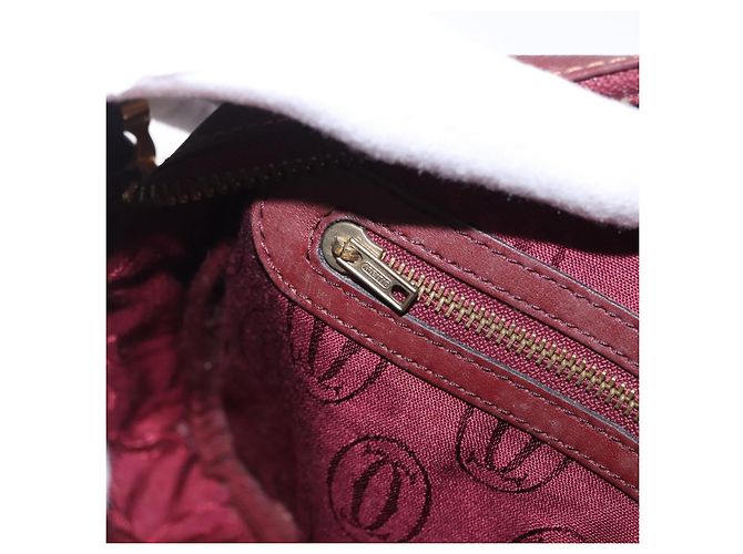 Borsa a tracolla CARTIER Must Line in pelle Bordeaux tono oro Auth 194177A - vista 19