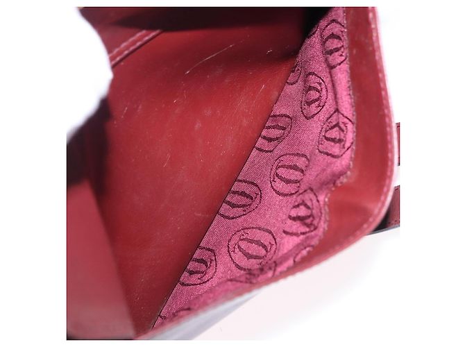 Borsa a tracolla CARTIER Must Line in pelle Bordeaux tono oro Auth 194177A - vista 21