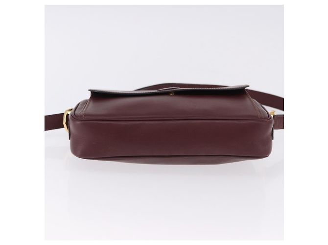 Borsa a tracolla CARTIER Must Line in pelle Bordeaux tono oro Auth 194177A - vista 5