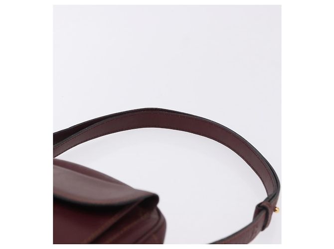 Borsa a tracolla CARTIER Must Line in pelle Bordeaux tono oro Auth 194177A - vista 8