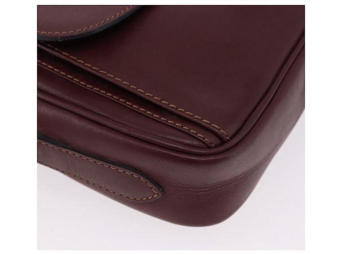 Borsa a tracolla CARTIER Must Line in pelle Bordeaux tono oro Auth 194177A - vista 9
