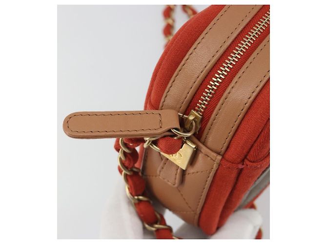 Borsa a tracolla CHANEL Matelasse con catena in pelle d'agnello arancione e CC dorato Auth 192436SAM D'oro - vista 20