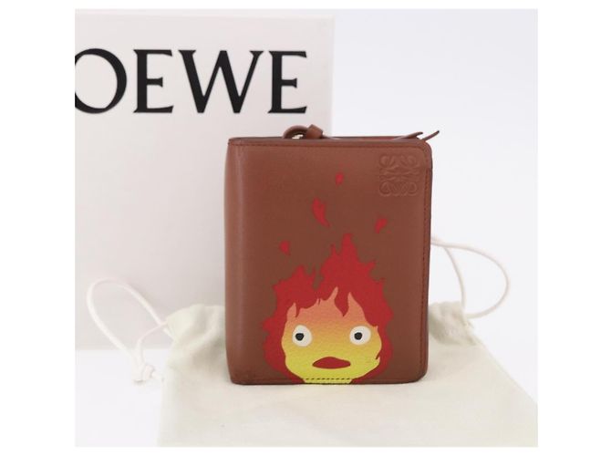 LOEWE Studio Ghibli Anagram Calcifer Portafoglio Pelle Marrone Oro Auth 193437SAM D'oro - vista 12