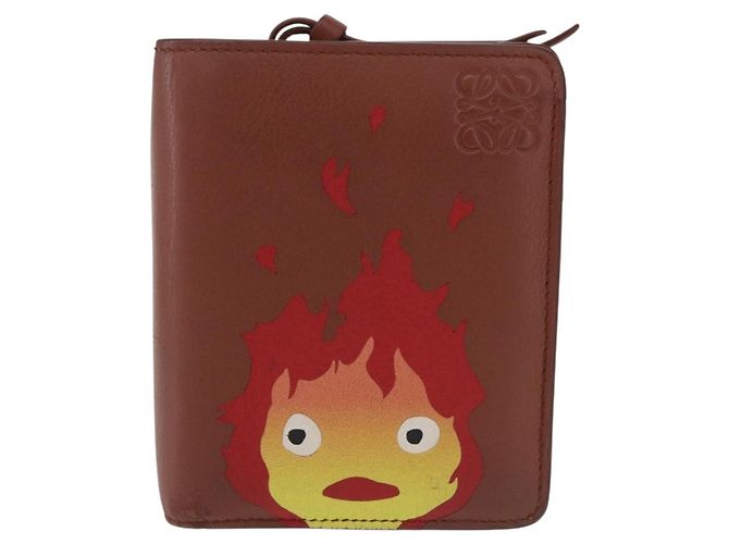 LOEWE Studio Ghibli Anagram Calcifer Portafoglio Pelle Marrone Oro Auth 193437SAM D'oro - vista 13