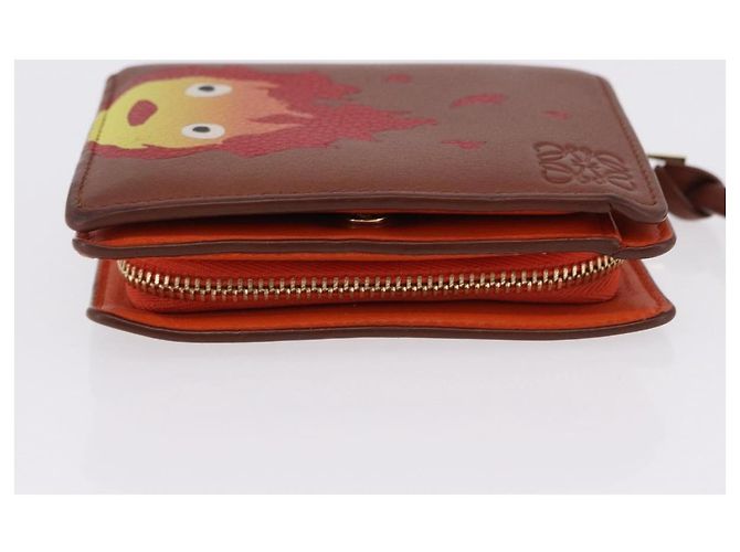 LOEWE Studio Ghibli Anagram Calcifer Portafoglio Pelle Marrone Oro Auth 193437SAM D'oro - vista 3