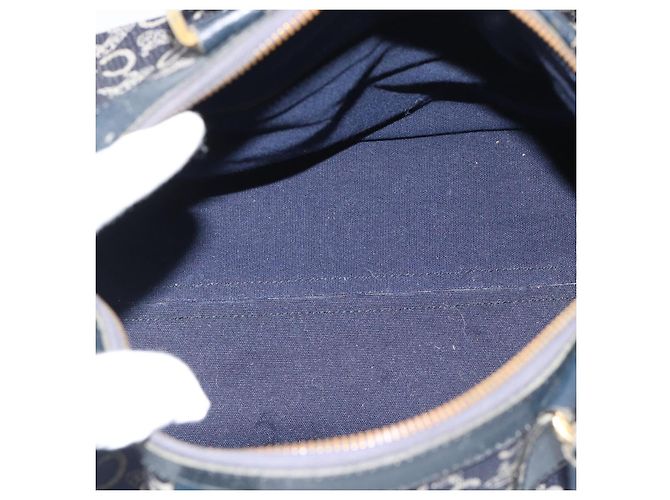 Céline Borsa a mano CELINE C Sulky Canvas Navy Gold Tone Auth gh2303 Blu navy - vista 11