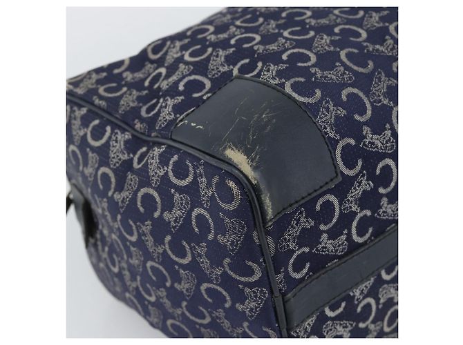 Céline Borsa a mano CELINE C Sulky Canvas Navy Gold Tone Auth gh2303 Blu navy - vista 14