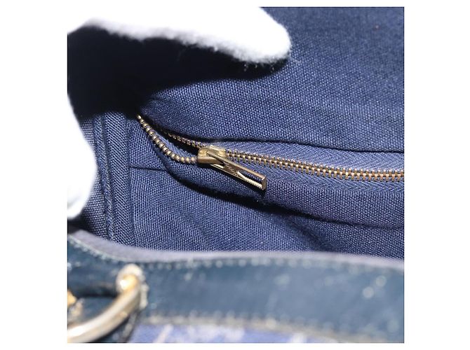Céline Borsa a mano CELINE C Sulky Canvas Navy Gold Tone Auth gh2303 Blu navy - vista 19
