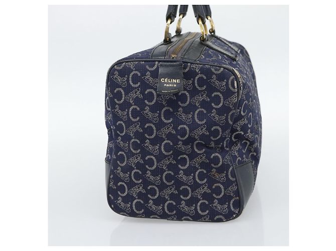 Céline Borsa a mano CELINE C Sulky Canvas Navy Gold Tone Auth gh2303 Blu navy - vista 4