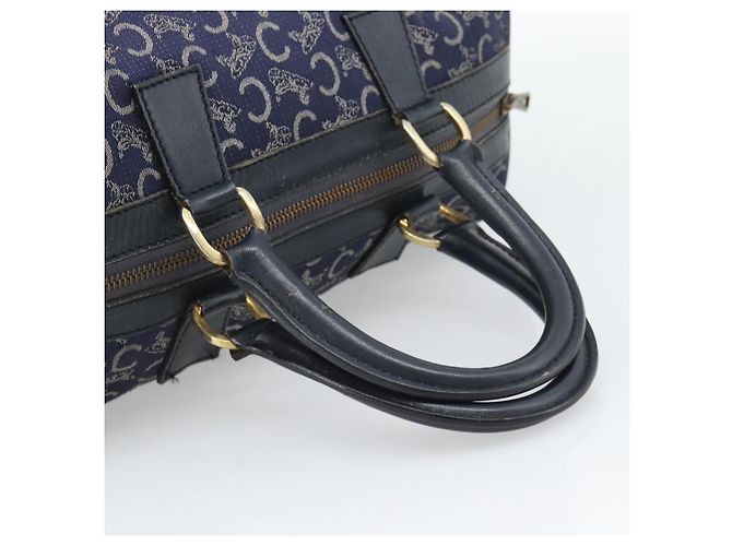 Céline Borsa a mano CELINE C Sulky Canvas Navy Gold Tone Auth gh2303 Blu navy - vista 7
