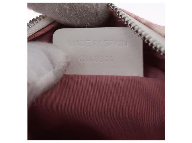 Pouch Christian Dior Trotter Canvas PVC Rosa Argento Auth bs36488 - vista 12