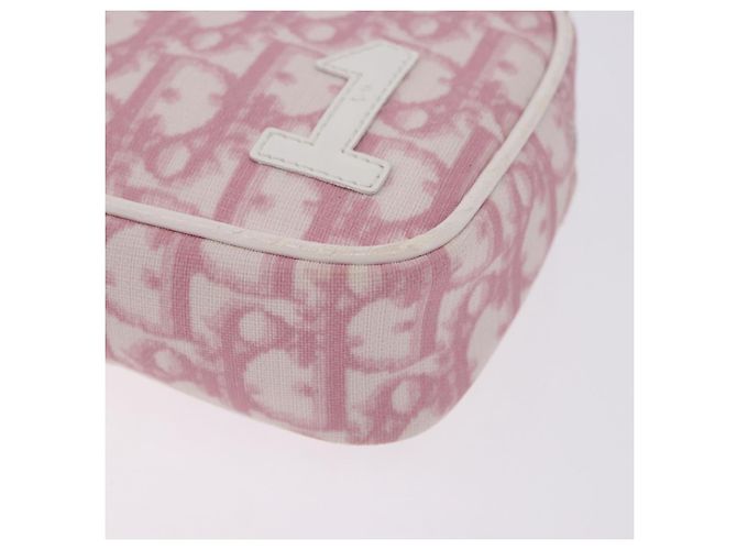 Pouch Christian Dior Trotter Canvas PVC Rosa Argento Auth bs36488 - vista 14