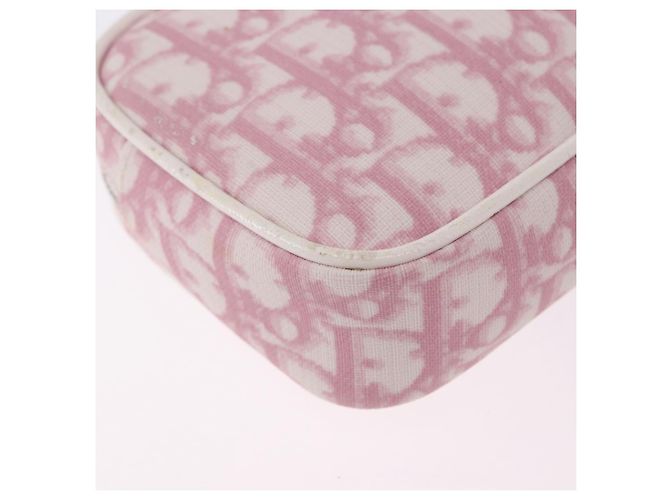 Pouch Christian Dior Trotter Canvas PVC Rosa Argento Auth bs36488 - vista 15