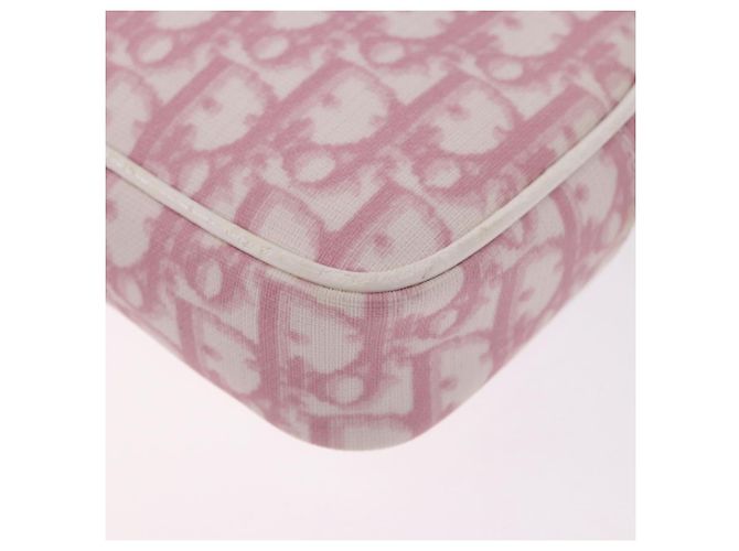 Pouch Christian Dior Trotter Canvas PVC Rosa Argento Auth bs36488 - vista 16