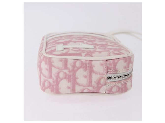 Pouch Christian Dior Trotter Canvas PVC Rosa Argento Auth bs36488 - vista 3
