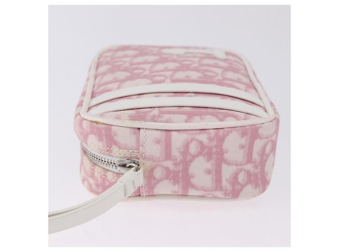 Pouch Christian Dior Trotter Canvas PVC Rosa Argento Auth bs36488 - vista 4