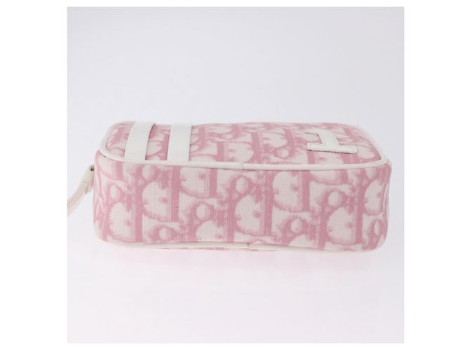 Pouch Christian Dior Trotter Canvas PVC Rosa Argento Auth bs36488 - vista 6
