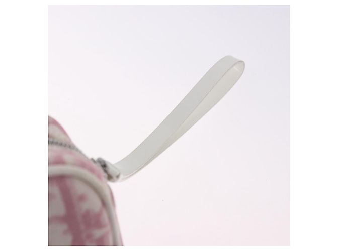 Pouch Christian Dior Trotter Canvas PVC Rosa Argento Auth bs36488 - vista 8