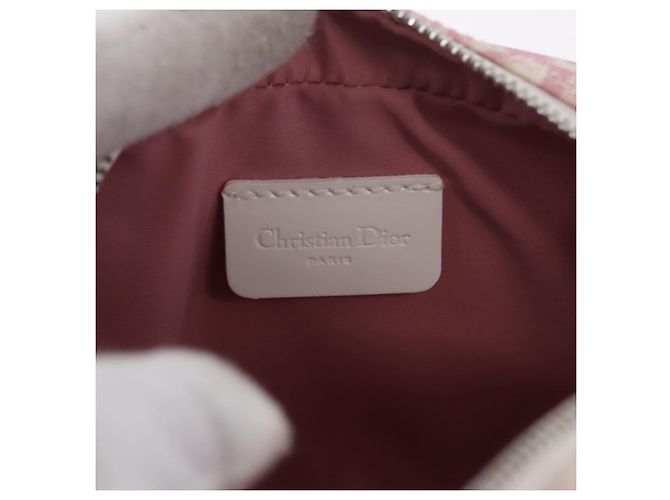 Pouch Christian Dior Trotter Canvas PVC Rosa Argento Auth bs36488 - vista 9