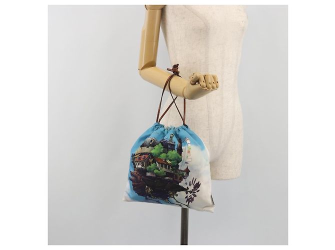 LOEWE Studio Ghibli Howl's Moving Castle Pouch Nylon Blue Auth 167480M - vista 19
