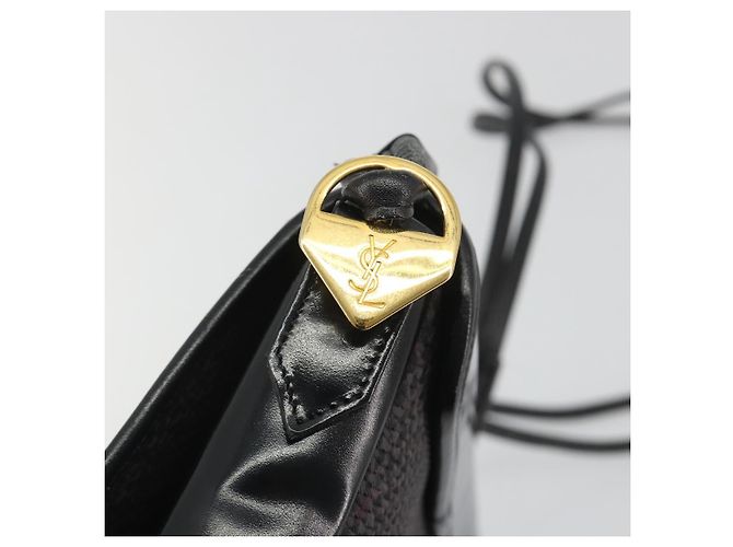 Borsa a tracolla SAINT LAURENT PVC Canvas Black Gold Auth bs36624 Nero D'oro - vista 10