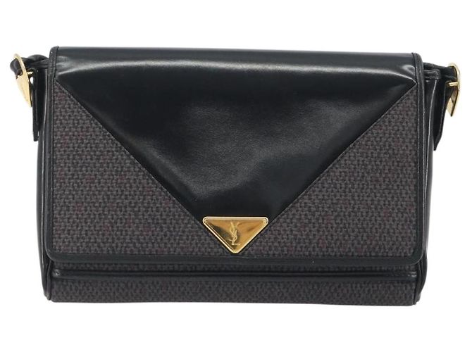 Borsa a tracolla SAINT LAURENT PVC Canvas Black Gold Auth bs36624 Nero D'oro - vista 13