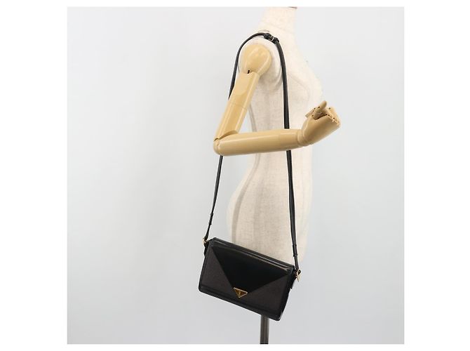 Borsa a tracolla SAINT LAURENT PVC Canvas Black Gold Auth bs36624 Nero D'oro - vista 24