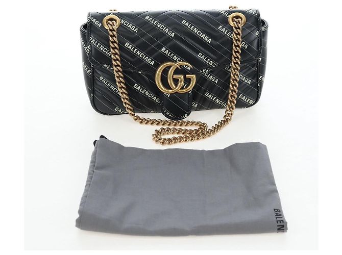Borsa GUCCI GG Marmont The Hacker Project Balenciaga Collaboration Auth 192458SAM Nero D'oro - vista 12