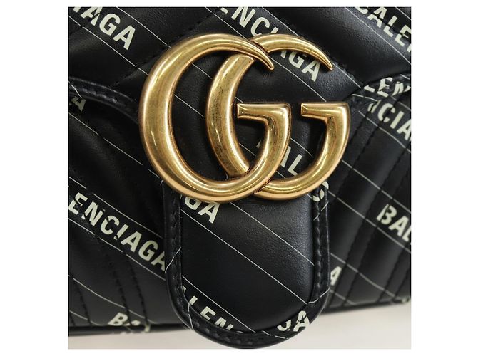 Borsa GUCCI GG Marmont The Hacker Project Balenciaga Collaboration Auth 192458SAM Nero D'oro - vista 19