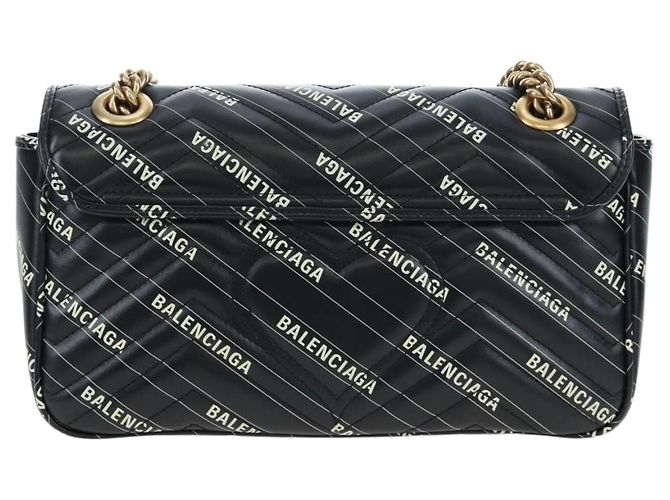 Borsa GUCCI GG Marmont The Hacker Project Balenciaga Collaboration Auth 192458SAM Nero D'oro - vista 2