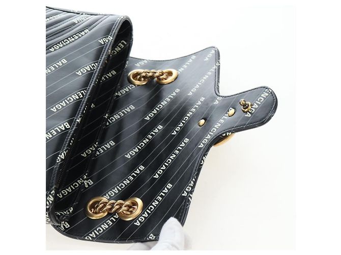 Borsa GUCCI GG Marmont The Hacker Project Balenciaga Collaboration Auth 192458SAM Nero D'oro - vista 20
