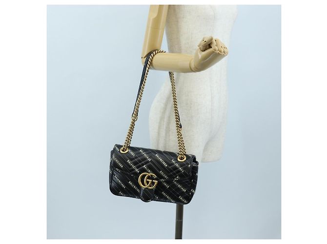 Borsa GUCCI GG Marmont The Hacker Project Balenciaga Collaboration Auth 192458SAM Nero D'oro - vista 26