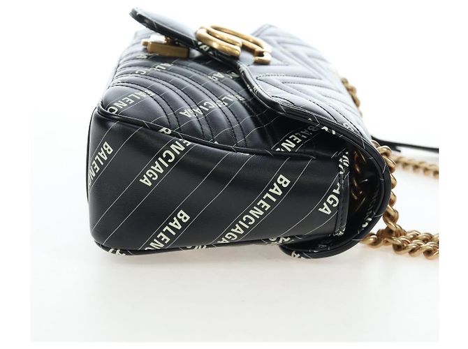 Borsa GUCCI GG Marmont The Hacker Project Balenciaga Collaboration Auth 192458SAM Nero D'oro - vista 4