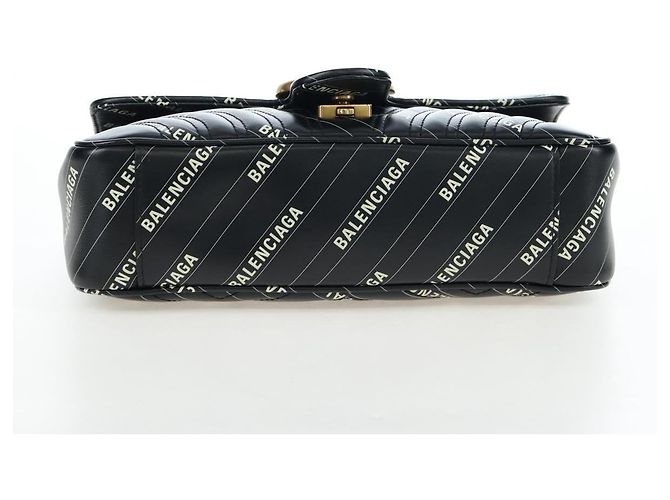 Borsa GUCCI GG Marmont The Hacker Project Balenciaga Collaboration Auth 192458SAM Nero D'oro - vista 5