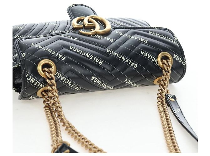 Borsa GUCCI GG Marmont The Hacker Project Balenciaga Collaboration Auth 192458SAM Nero D'oro - vista 6