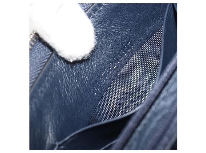 Cartera GUCCI Micro GG Canvas Guccissima de cuero Navy Silver 544473 Auth 192518A Plata Azul marino - vista 11
