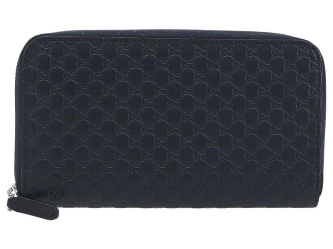 Cartera GUCCI Micro GG Canvas Guccissima de cuero Navy Silver 544473 Auth 192518A Plata Azul marino - vista 13