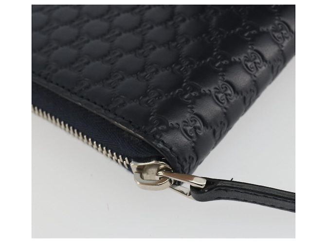 Cartera GUCCI Micro GG Canvas Guccissima de cuero Navy Silver 544473 Auth 192518A Plata Azul marino - vista 14