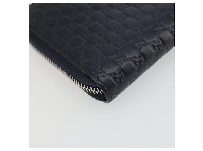 Cartera GUCCI Micro GG Canvas Guccissima de cuero Navy Silver 544473 Auth 192518A Plata Azul marino - vista 16
