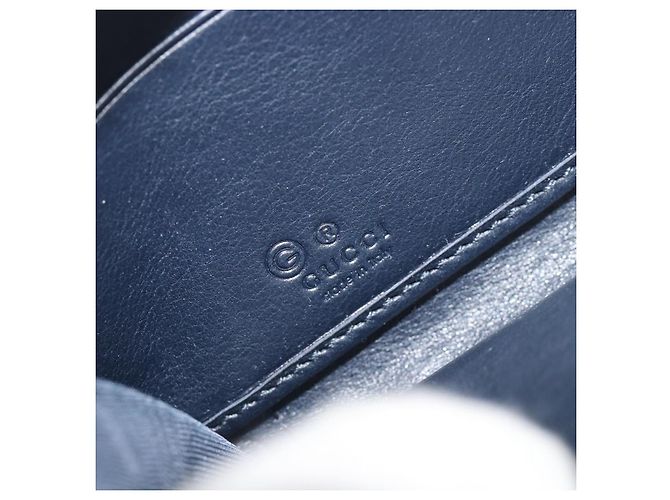 Cartera GUCCI Micro GG Canvas Guccissima de cuero Navy Silver 544473 Auth 192518A Plata Azul marino - vista 17
