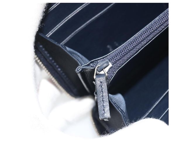 Cartera GUCCI Micro GG Canvas Guccissima de cuero Navy Silver 544473 Auth 192518A Plata Azul marino - vista 19