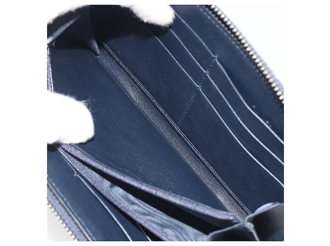 Cartera GUCCI Micro GG Canvas Guccissima de cuero Navy Silver 544473 Auth 192518A Plata Azul marino - vista 20