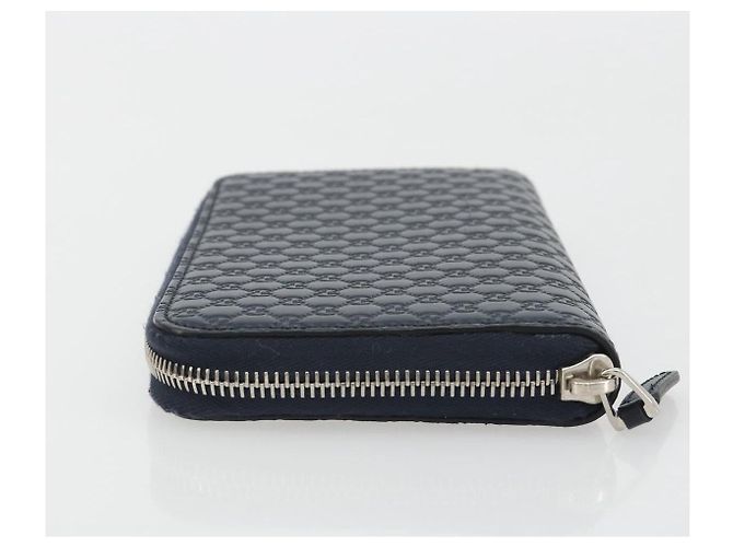 Cartera GUCCI Micro GG Canvas Guccissima de cuero Navy Silver 544473 Auth 192518A Plata Azul marino - vista 4