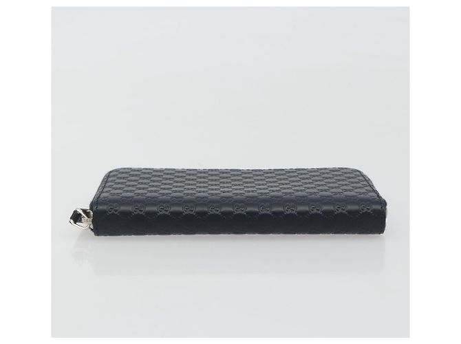 Cartera GUCCI Micro GG Canvas Guccissima de cuero Navy Silver 544473 Auth 192518A Plata Azul marino - vista 6