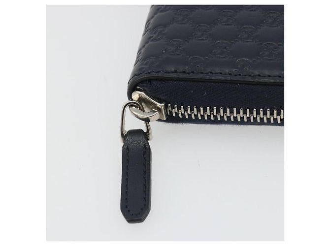 Cartera GUCCI Micro GG Canvas Guccissima de cuero Navy Silver 544473 Auth 192518A Plata Azul marino - vista 8