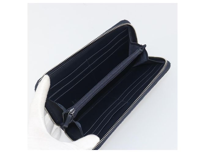 Cartera GUCCI Micro GG Canvas Guccissima de cuero Navy Silver 544473 Auth 192518A Plata Azul marino - vista 9
