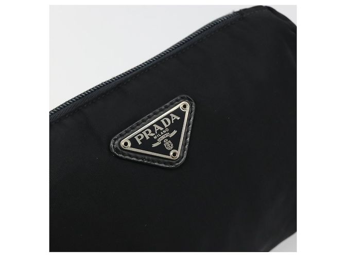 PRADA Nylon Pochette Schwarz Silber Auth 192554 - Ansicht 17