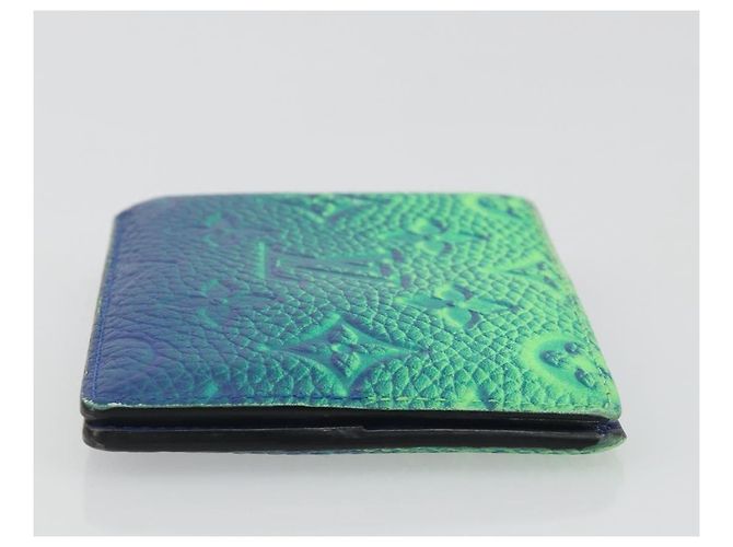 LOUIS VUITTON Taurillon Clemence Illusion Portefeuille Slender Auth 192437 Verde - vista 3
